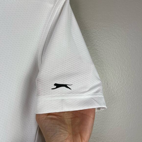 Slazenger Womens White Collared Logo Sleeve Golf Polo Womens Size Large - Picture 4 of 4